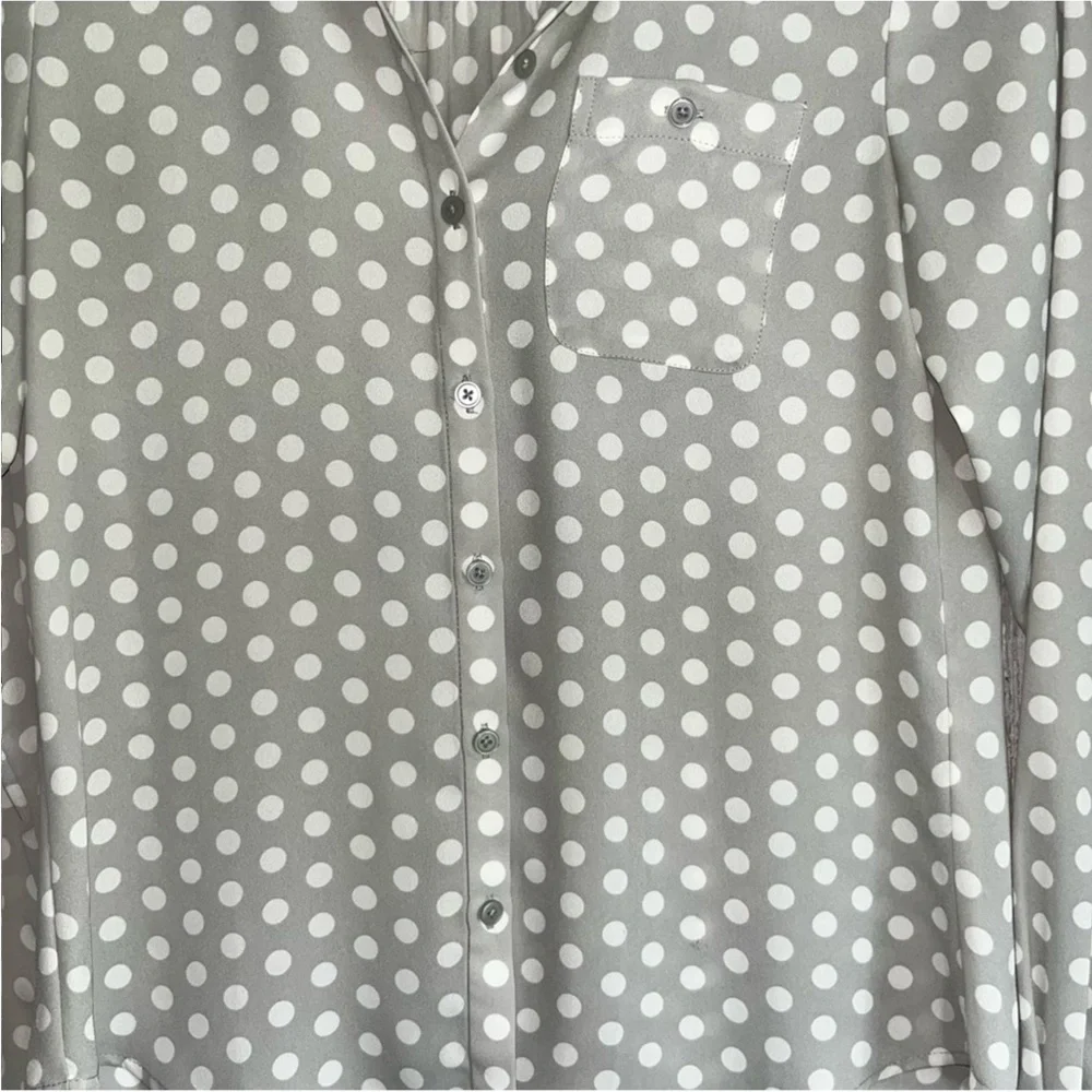 Loft Grey Polka Dot Petite Button Down - Picture 2 of 6